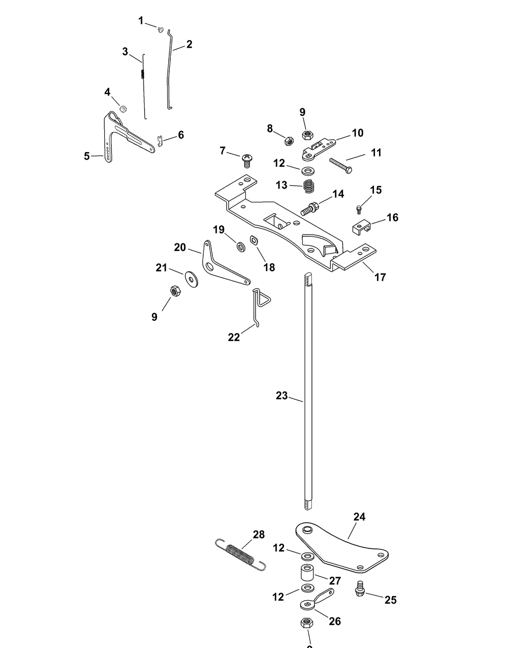 Kohler Cv23-75592 Engine Controls Diagram and Parts List for ENFORCER54 53AH3AGT050-23HP Cub Cadet Lawn Tractor